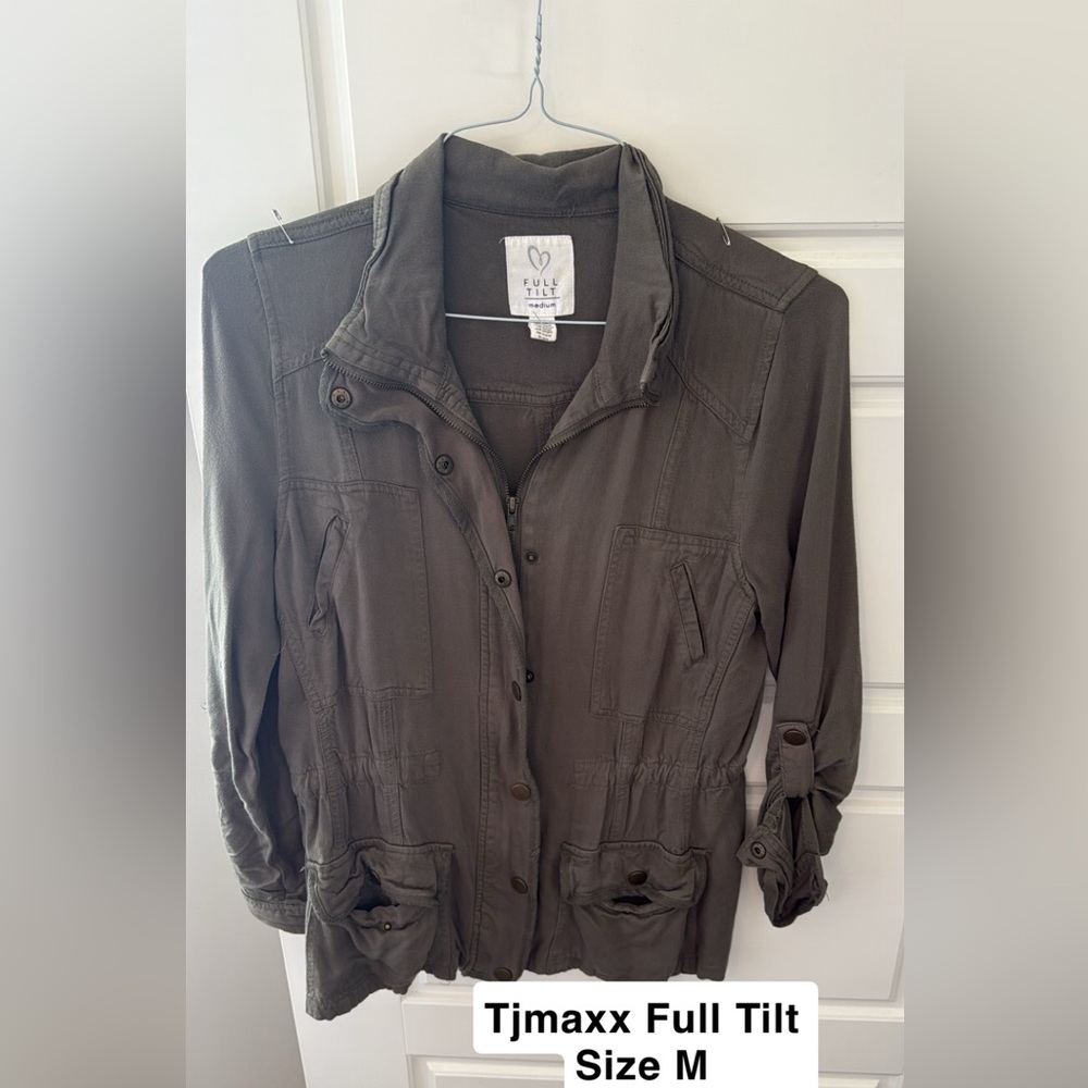 Full Tilt Khaki Jacket with Button Details